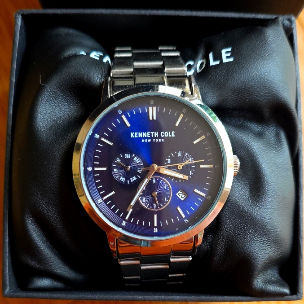 Kenneth Cole Midnight Blue and Silver Chronograph Mens Watch